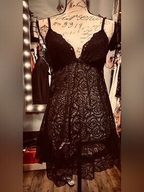 Black Lace Babydoll Chemise - Women Intimates & Sleepwear